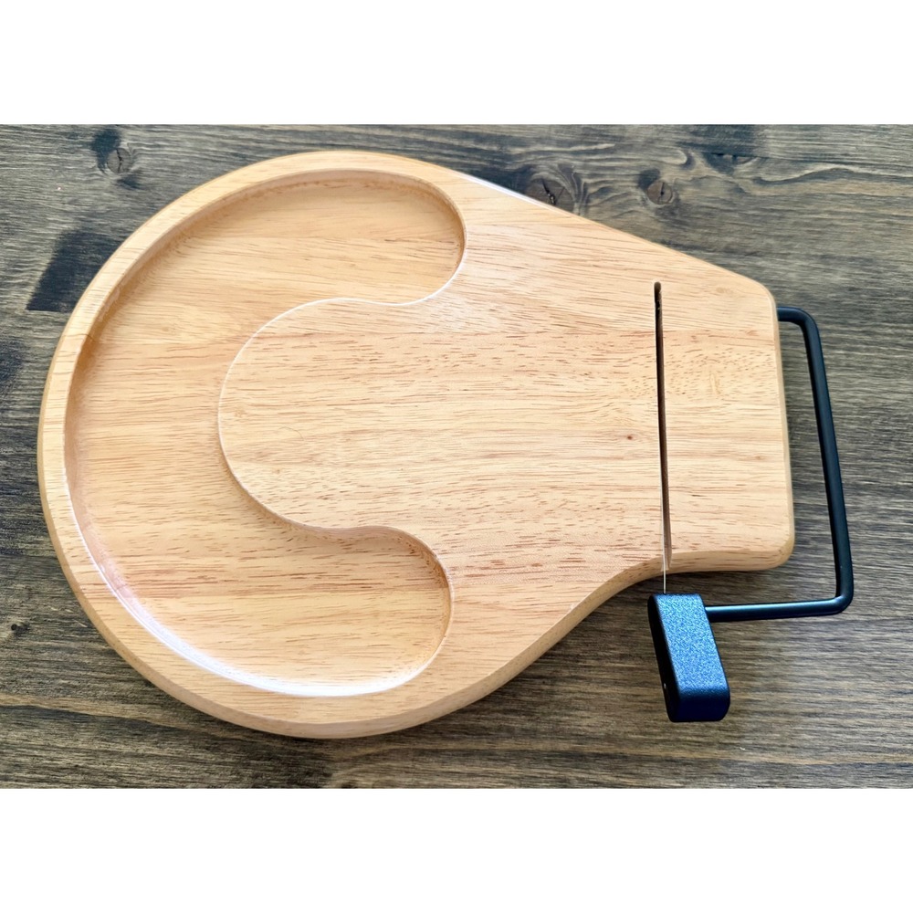 Cheese Slicer Board Tan Excellent Wood Wire Cutter Tray